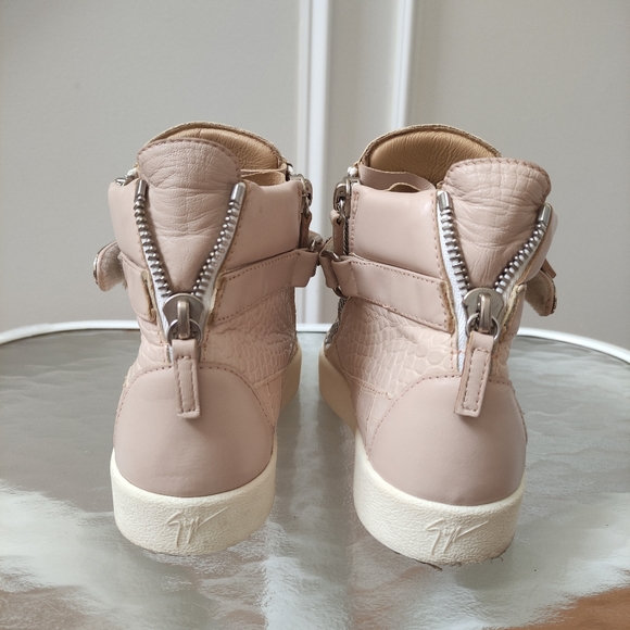 Giuseppe Zanotti Croc Embossed Silver Ankle Strap Sneakers pink Women's 36.5 - Picture 6 of 10